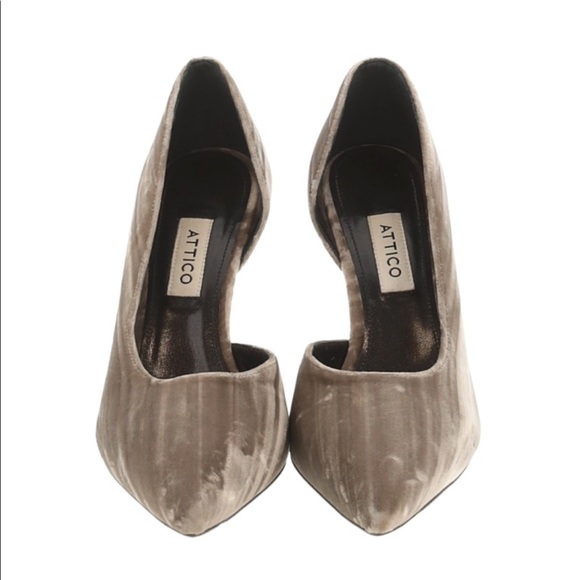 ATTICO Gray Velvet Pointed Toe Pump - Picture 2 of 2